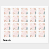 Sticker Carré Un petit Baby shower d'hiver rose Snowflake (Feuille)