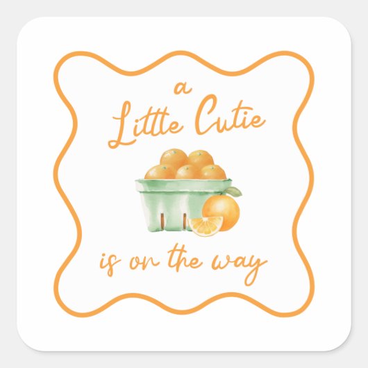 Sticker Carré Un petit baby shower orange (Devant)