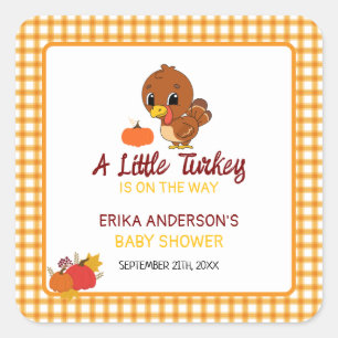 Sticker Carré Un Petit Baby shower Turc Tombe Thankgiving