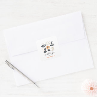 Sticker Carré Un petit boo est presque là ! Baby shower Hallowee