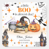 Sticker Carré un petit botte baby shower bébé invitations douche (Devant)