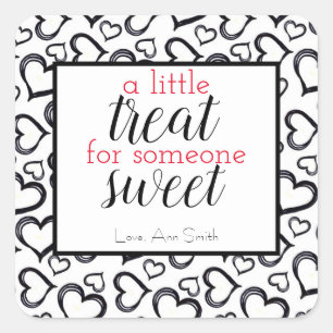 Sticker Carré Un petit gâteau pour une Saint Valentin sucrée