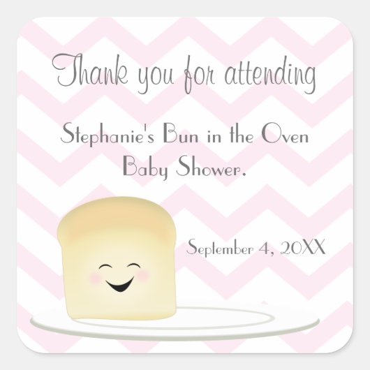 Sticker Carré Un petit pain rose four (Devant)