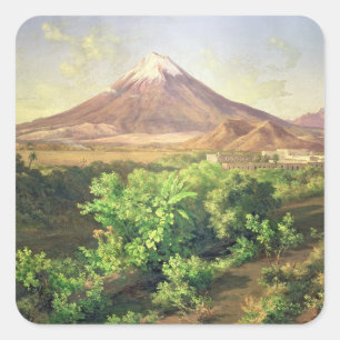 Sticker Carré Un petit volcan dans la campagne mexicaine, 1887