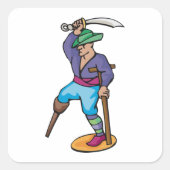 Sticker Carré Un pirate à pattes (Devant)