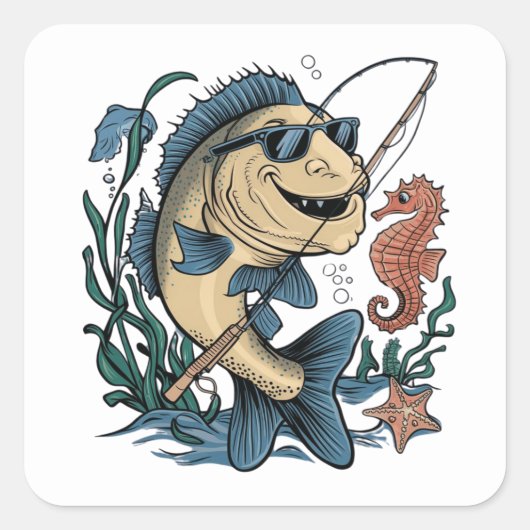 Sticker Carré un poisson souriant (Devant)