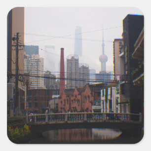 Sticker Carré Un pont à Shanghai