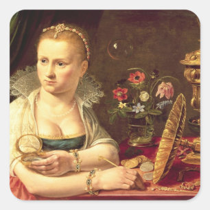 Sticker Carré Un portrait de vanitas d'une dame pensée être