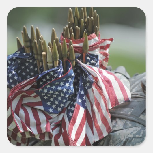 Sticker Carré Un sac à dos de soldat de l'armée (Devant)