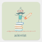 Sticker Carré Un scientifique debout sur les livres (Devant)