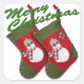 Sticker Carré Un Snowman À Noël S'Est Rempli De Blanc (Devant)