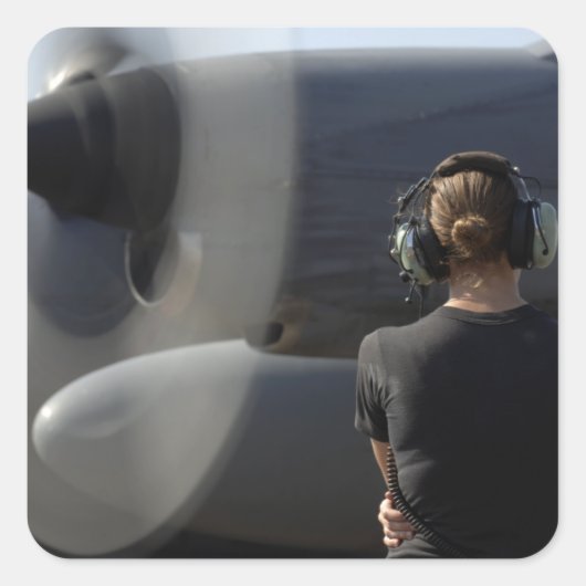 Sticker Carré Un soldat surveille la performance (Devant)