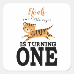 Sticker Carré Un Tigre de la Jungle 1er Anniversaire