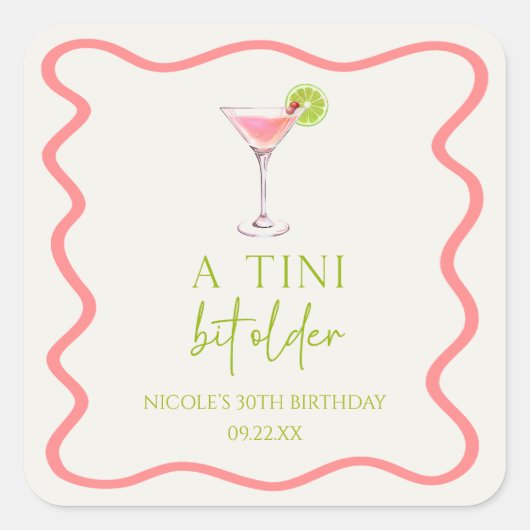 Sticker Carré Un Tini Un Peu Plus Ancien Cosmo Rose Martini Anni (Devant)