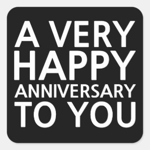 Sticker Carré Un très joyeux anniversaire pour vous noir et bla