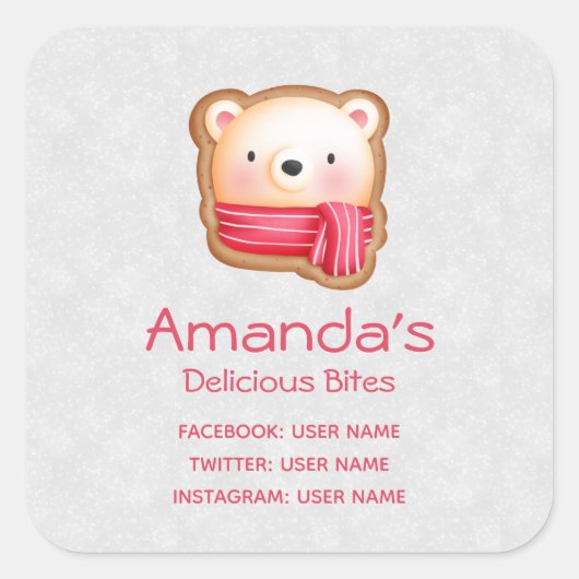 Sticker Carré Un visage d'ours mignon dans une entreprise d'écha (Devant)