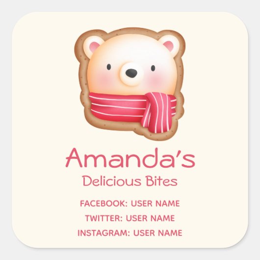 Sticker Carré Un visage d'ours mignon dans une entreprise d'écha (Devant)