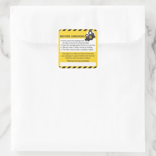 Sticker Carré Unboxing Custom Sheet Label and Guarantee (Sac)
