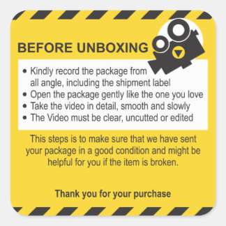 Sticker Carré Unboxing Fixed Sheet Label and Guarantee.