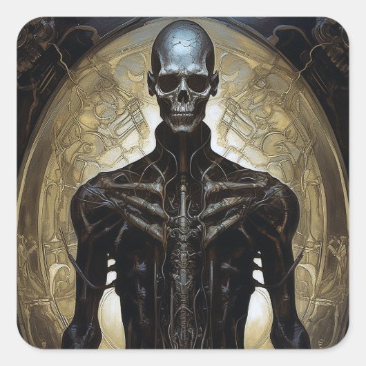 Sticker Carré Undead Cyborg Sci-Fi Horror Art (Devant)
