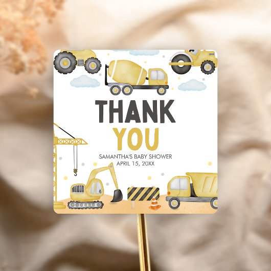 Sticker Carré Under Construction Baby Shower