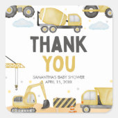 Sticker Carré Under Construction Baby Shower (Devant)