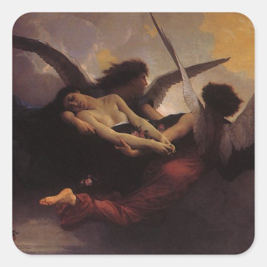 Sticker Carré Une âme portée au ciel par Bouguereau (Devant)