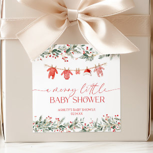 Sticker Carré Une Baby Shower de Noël Une Petite Baby Shower de