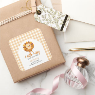 Sticker Carré Une Baby Shower de Thanksgiving pour un Petit Dind