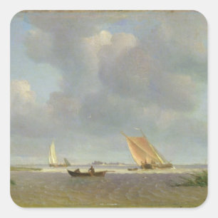 Sticker Carré Une brise fraîche sur l'Elbe, c.1830