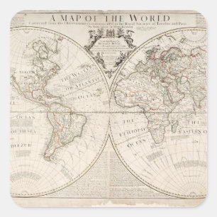 Sticker Carré Une carte du monde