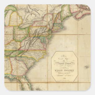 Sticker Carré Une carte exacte des États-Unis