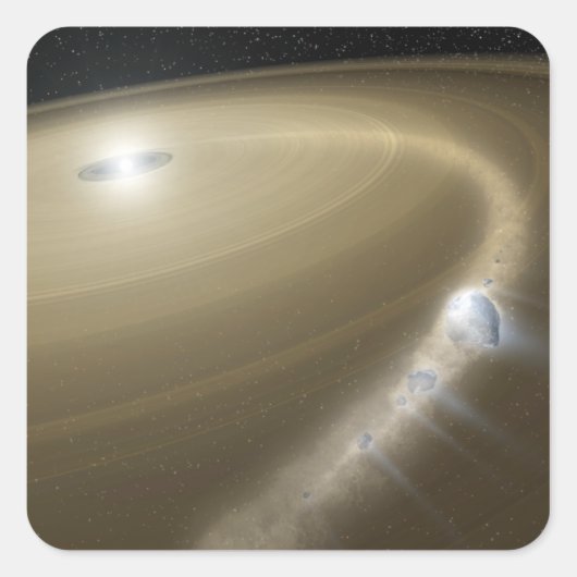 Sticker Carré Une comète déchirée vers des schreds autour d'une (Devant)