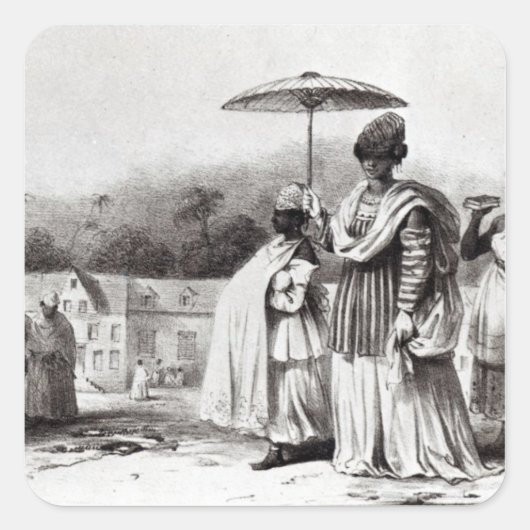 Sticker Carré Une dame emmène l'enfant au baptême (Devant)