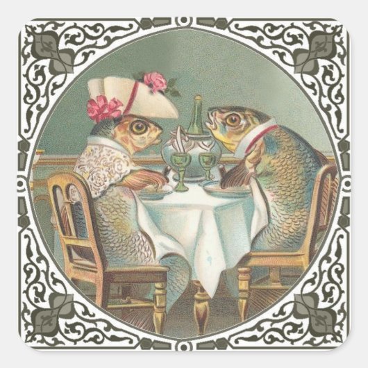 Sticker Carré Une date de poisson (Devant)