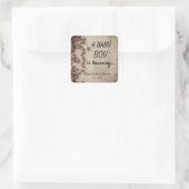 Sticker Carré Une douche pour bébé garçon autour du thème café e (Sac)