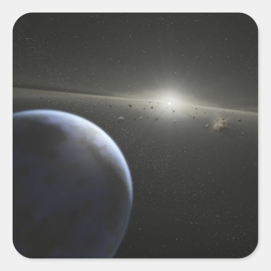 Sticker Carré Une énorme ceinture d'astéroïdes en orbite autour (Devant)