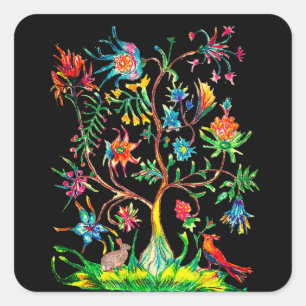 Sticker Carré Une faune et une flore arborées