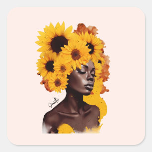 Sticker Carré Une femme afro-américaine avec les cheveux afrique