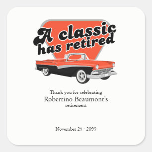Sticker Carré Une fête d'adieu pour la voiture rouge classique r