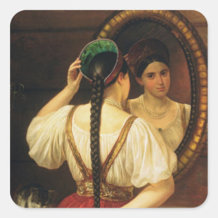 Sticker Carré Une fille au miroir, 1848