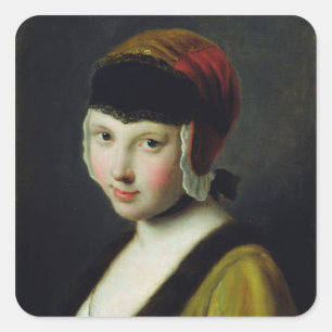 Sticker Carré Une fille avec un masque noir