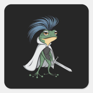 Sticker Carré Une grenouille stylisée avec une coiffure attrayan