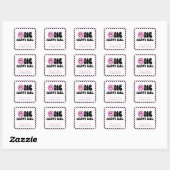 Sticker Carré Une joyeuse fille rose joyeux anniversaire de visa (Feuille)