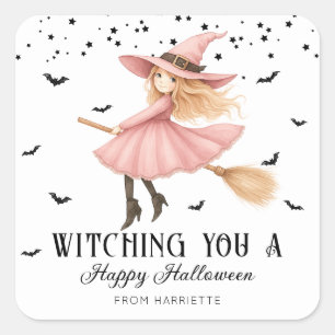 Sticker Carré Une joyeuse sorcière d'Halloween