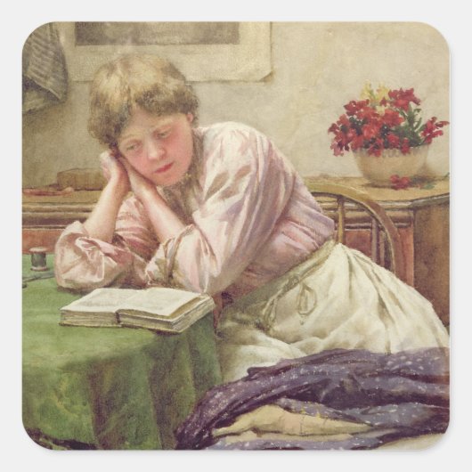 Sticker Carré Une lecture tranquille (Devant)