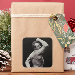 Sticker Carré Une nouvelle pose par StrongMen Eugen Sandow Bodyb