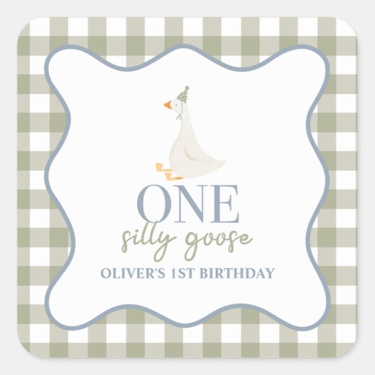 Sticker Carré Une oie soie bleue et verte (Devant)