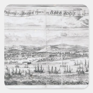 Sticker Carré Une perspective de Bridge Town à la Barbade