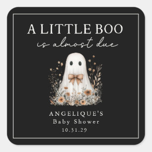 Sticker Carré Une petite Ghost Wildflowers Baby Shower